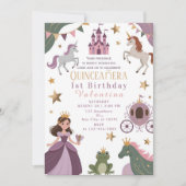Invitation Magical Princess Unicorn Castle Birthday (Devant)