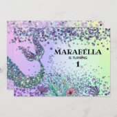 Invitation *~* Magical Rainbow Mermaid's Tail Birthday (Devant / Derrière)