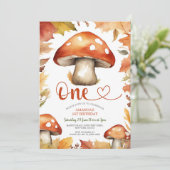Invitation Magical Rustic Mushroom Cute Kid's 1er anniversair (Debout devant)