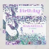 Invitation *~* Magical Sea Horse Mermaid's Tail Anniversaire (Devant / Derrière)
