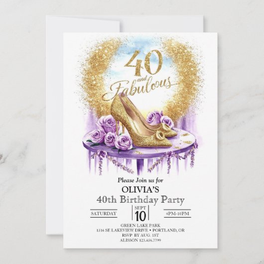 Invitation Magical Stylish Digital Gold 40e anniversaire (Devant)