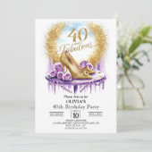 Invitation Magical Stylish Digital Gold 40e anniversaire (Debout devant)