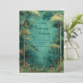 Invitation Magical Teal Forest Firefly Wedding (Debout devant)