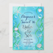 Invitation Magical Under The Sea Turquoise Blue Sweet 16 (Devant)