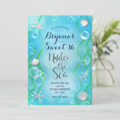 Invitation Magical Under The Sea Turquoise Blue Sweet 16 (Debout devant)