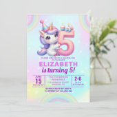 Invitation Magical Unicorn 5th Birthday – Rainbow theme (Debout devant)
