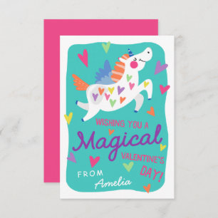 Invitation Magical Unicorn Classroom Valentine's Day Card