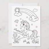 Invitation Magical Unicorn fête d'anniversaire avec fleurs (Dos)