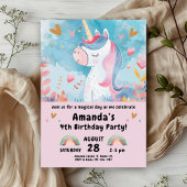 Invitation Magical Unicorn fête d'anniversaire pour les fille
