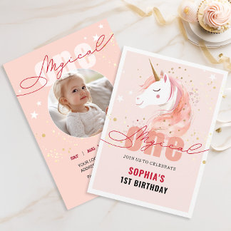 Invitation Magical Unicorn First Birthday