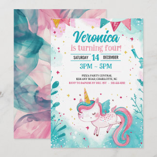 Invitation Magical Unicorn Fun Kid's Birthday Party