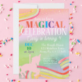 Invitation Magical Unicorn Rainbow Parties scintillant filles
