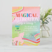 Invitation Magical Unicorn Rainbow Parties scintillant filles (Debout devant)