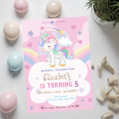 Invitation Magical Unicorn Rainbow Stars Coeurs Anniversaire