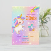 Invitation Magical Unicorns Purple Birthday Party (Debout devant)