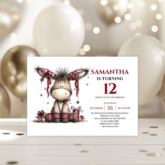 Invitation Magical whimsical animals donkey kids birthday