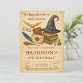 Invitation Magical Wizard and Witches Birthday (Debout devant)