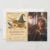 Invitation Magical Wizard and Witches Birthday Photo (Devant)