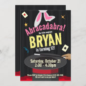 Invitation Magicien Casquette et lapin de la fête d'anniversa (Devant / Derrière)