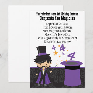 Invitation Magicien de dessin avec Casquette magique 4e anniv
