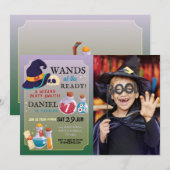 Invitation Magicien Fête Anniversaire Larmes Aux Garçons Prêt (Devant / Derrière)