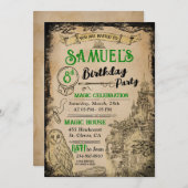 Invitation Magicien Green Anniversaire Party (Devant / Derrière)