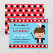 Invitation Magicien mignon Enfants Magie fête d'anniversaire (Devant / Derrière)