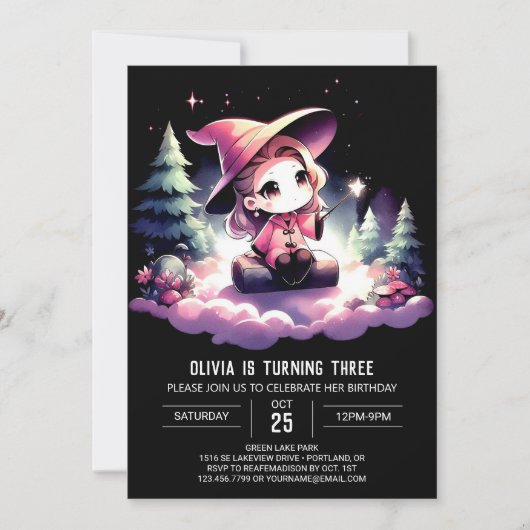 Invitation Magicien moderne adorable Anniversaire (Devant)