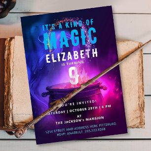 Invitation Magie amusante Purple Wicca Wizard Potion Brûler P