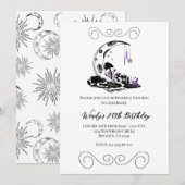 Invitation Magie Champignons Cristal Lune Jardin Anniversaire (Devant / Derrière)