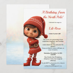 Invitation Magie d'anniversaire au Pôle Nord Elfe enchanté
