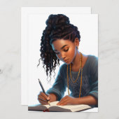 Invitation Magie de fille noire mélanine écrivaine filles à p (Devant / Derrière)