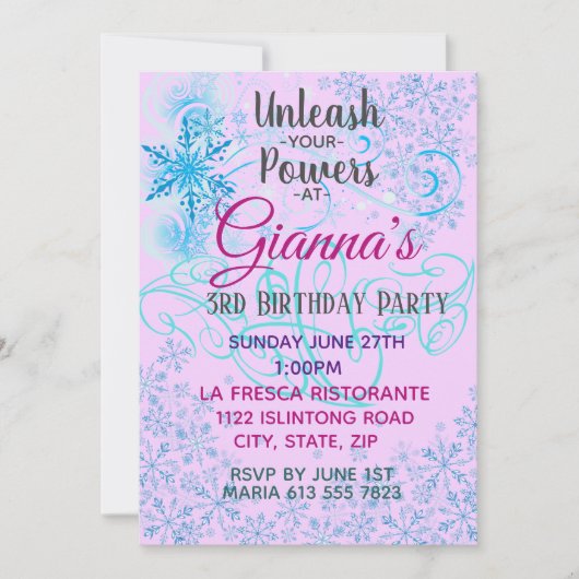 Invitation Magie de Neige Glacée (Devant)