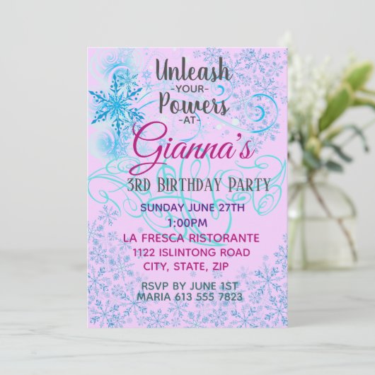 Invitation Magie de Neige Glacée (Debout devant)