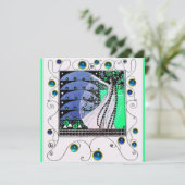 Invitation MAGIE DU PRINTEMPS bleu marine turquoise noir (Debout devant)