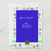 Invitation MAGIE DU PRINTEMPS bleu marine turquoise noir (Dos)