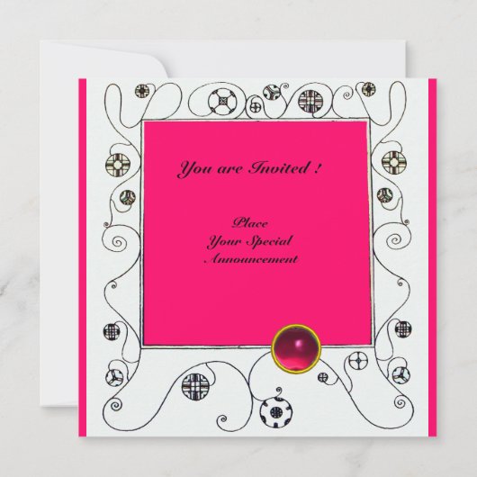 Invitation MAGIE DU PRINTEMPS, Fuchsia, Vert Jaune, Noir (Dos)