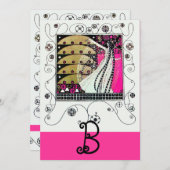 Invitation MAGIE DU PRINTEMPS, Fuchsia, Vert Jaune, Noir (Devant / Derrière)