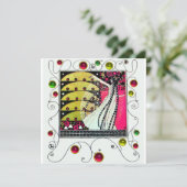 Invitation MAGIE DU PRINTEMPS, Fuchsia,Vert Jaune,Noir (Debout devant)