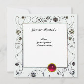 Invitation MAGIE DU PRINTEMPS, Fuchsia,Vert Jaune,Noir (Dos)