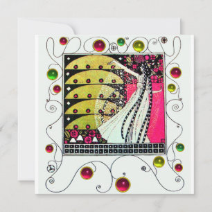 Invitation MAGIE DU PRINTEMPS, Fuchsia, Vert Jaune, Noir