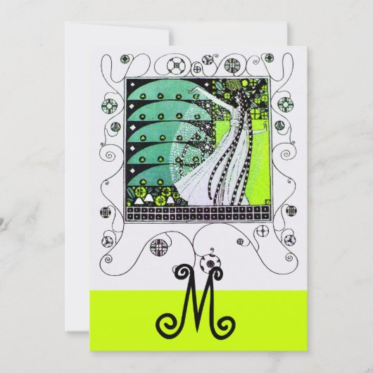 Invitation MAGIE DU PRINTEMPS ,jaune vert noir brillant (Devant)