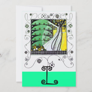 Invitation MAGIE DU PRINTEMPS ,jaune vif  noir vert