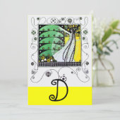 Invitation MAGIE DU PRINTEMPS ,jaune vif  noir vert (Debout devant)