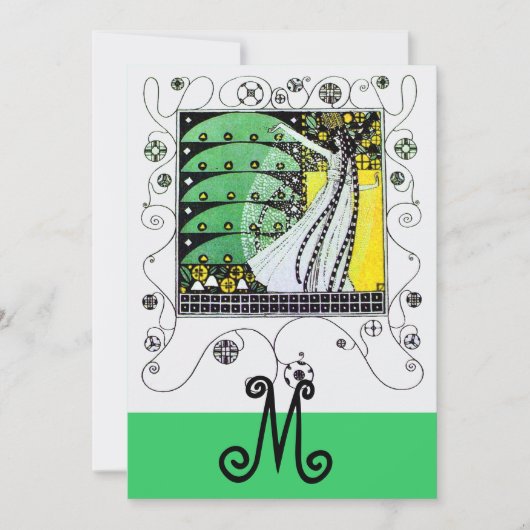 Invitation MAGIE DU PRINTEMPS, jaune vif vert noir (Devant)
