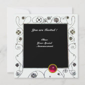 Invitation MAGIE DU PRINTEMPS rose noir blanc jaune vif (Dos)