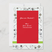 Invitation MAGIE DU PRINTEMPS ,rouge noir blanc vert vif (Dos)