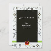 Invitation MAGIE DU PRINTEMPS, rouge noir blanc vert vif (Dos)