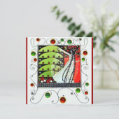 Invitation MAGIE DU PRINTEMPS rouge vif noir blanc vert (Debout devant)