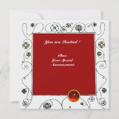 Invitation MAGIE DU PRINTEMPS rouge vif noir blanc vert (Dos)